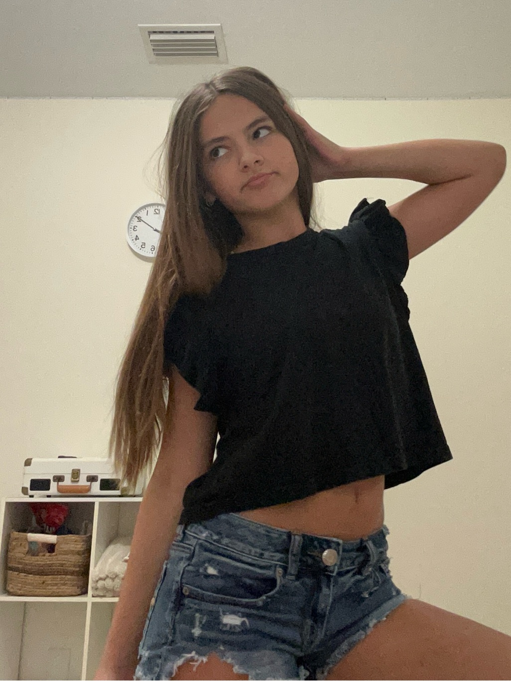 Zara Black Ruffle-Sleeve Crop Top